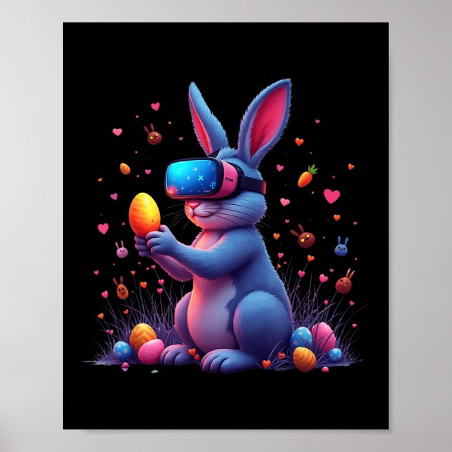 Glad påsk Day Bunny Egg Video Game Funny Vr Gam Poster (Framsidan)