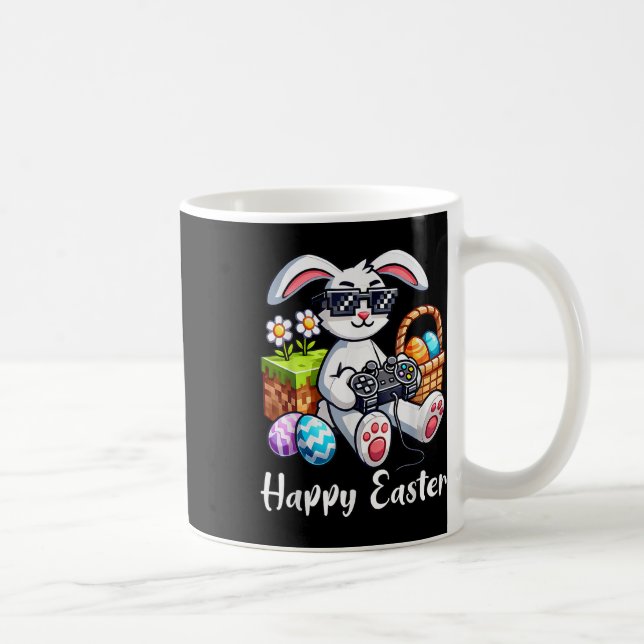Glad påsk Day Bunny Egg Video Game Kids Manar Bo Kaffemugg (Höger)