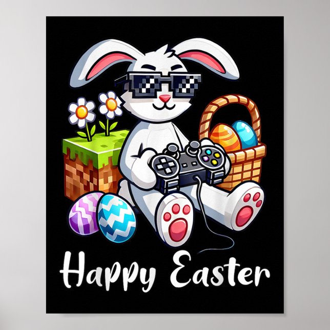 Glad påsk Day Bunny Egg Video Game Kids Manar Bo Poster (Framsidan)