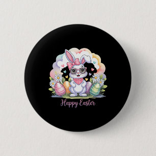 Glad påsk Day Bunny Eggs Cute Glad påsk Bunn Knapp