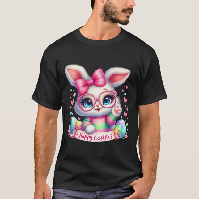 Glad påsk Day Bunny Eggs Cute Glad påsk Bunn T Shirt (Framsida)