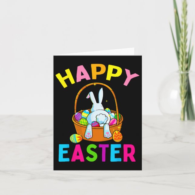 Glad påsk Day Bunny Hunting Chocolate Egg Kort (Framsida)