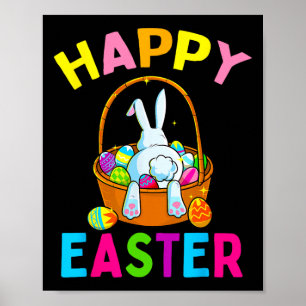 Glad påsk Day Bunny Hunting Chocolate Egg Poster