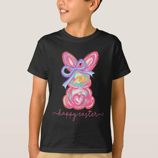 Glad påsk Day Bunny Rabbit Brushstroke Tee Wome (Framsida)