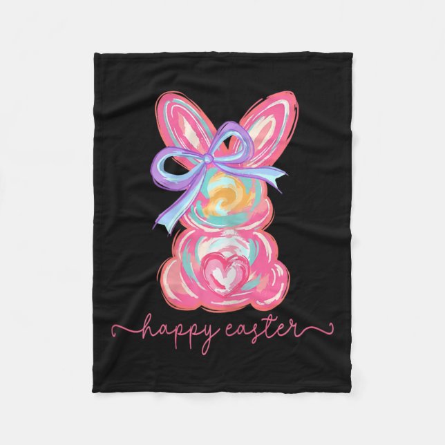 Glad påsk Day Bunny Rabbit Brushstroke Tee Wome Fleecefilt (Framsidan)