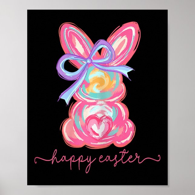 Glad påsk Day Bunny Rabbit Brushstroke Tee Wome Poster (Framsidan)