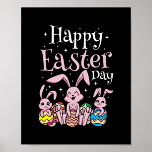 Glad påsk Day Bunny Rabbit Eggs Hunting Poster