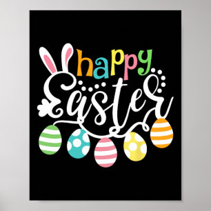 Glad påsk Day Colorful Egg Hunting Cute Bunny G Poster