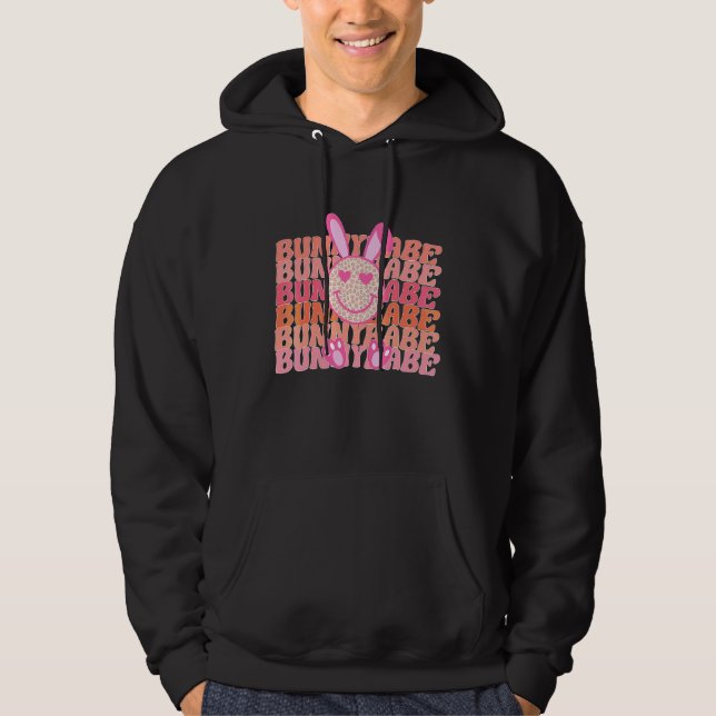 Glad påsk Day Cute Bunny Babe Rabbit Ansikte Girl Hoodie (Framsida)