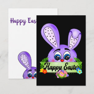 Glad påsk Day, Cute Bunny Lila Kort