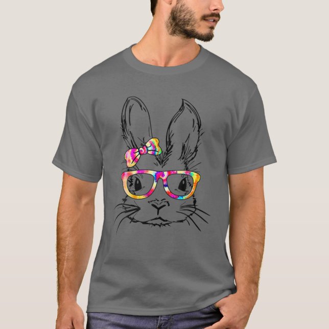 Glad påsk Day Cute Bunny Rabbit Ansikte Tie Dye Gl T Shirt (Framsida)