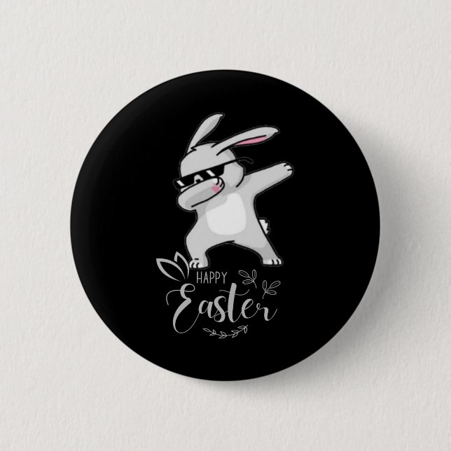 Glad påsk Day Cute Dubbning Bunny Rabbit Funny D Knapp (Framsida)