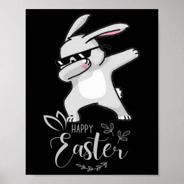Glad påsk Day Cute Dubbning Bunny Rabbit Funny D Poster (Framsidan)