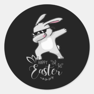 Glad påsk Day Cute Dubbning Bunny Rabbit Funny D Runt Klistermärke