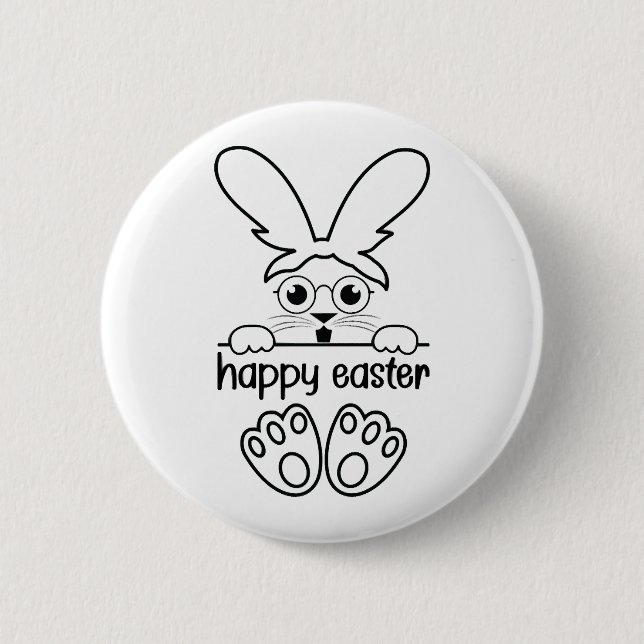 Glad påsk Day Funny Eggs Rabbit Funny T-shirt Knapp (Framsida)