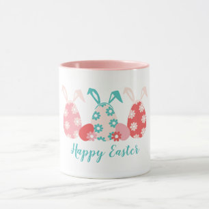 Glad påsk Decorated Eggs Bunny Öron Mugg