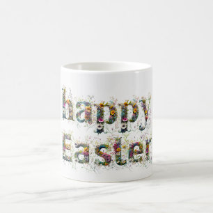Glad påsk Decorative Wildblomstext Kaffemugg