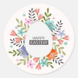 Glad påsk-dekal med ägg och blommor runt klistermärke