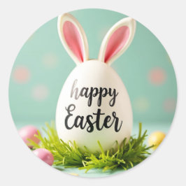 Glad påsk-dekal med en öron på ägget runt klistermärke