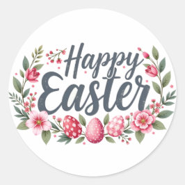 Glad påsk-dekaler med ägg och blommor runt klistermärke