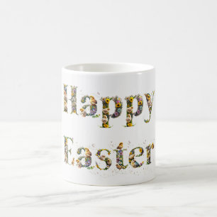 Glad påsk dekorativ text Baby Chickar Kaffemugg