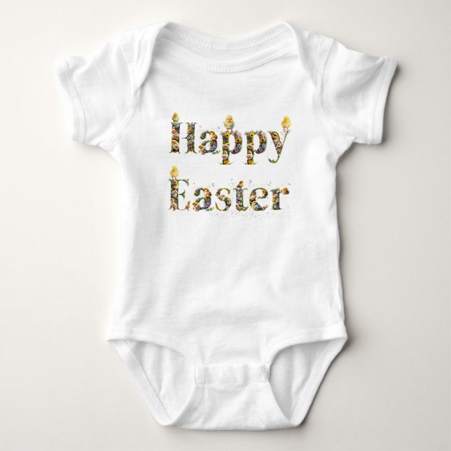 Glad påsk dekorativ text Baby Chickar T Shirt (Framsida)