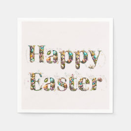 Glad påsk dekorativ text pappersservett