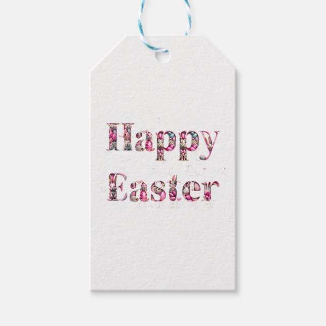 Glad påsk dekorativ text presentetikett (Framsidan)
