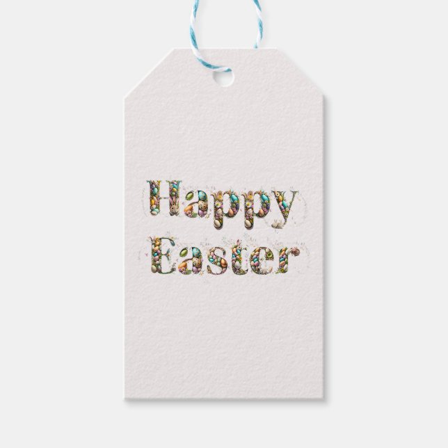 Glad påsk dekorativ text presentetikett (Framsidan)