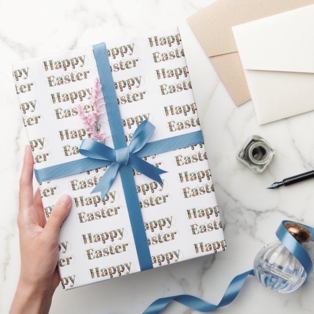 Glad påsk dekorativ text presentpapper (Gifting)