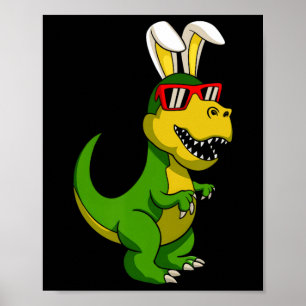Glad påsk Dinosaur Bunny Öron Påsk Boys Kids Poster