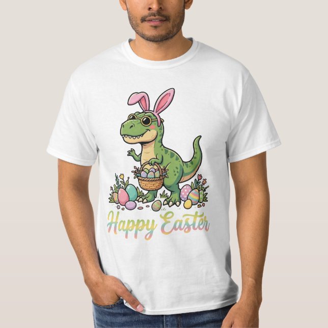 Glad påsk Dinosaur Söt Bunny Dino  T Shirt (Framsida)