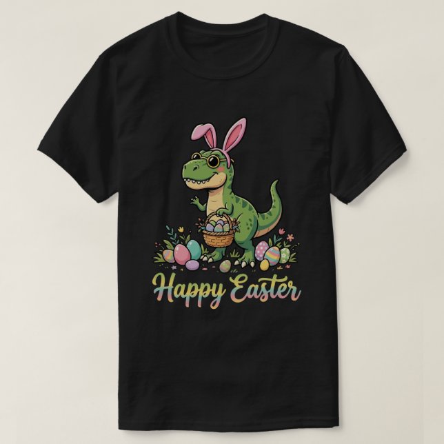 Glad påsk Dinosaur Söt Bunny Dino  T Shirt (Design framsida)