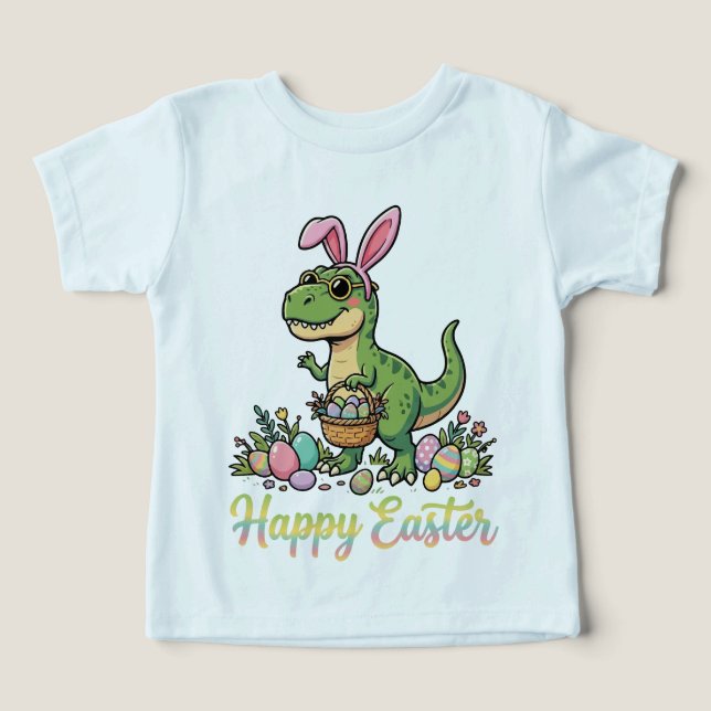 Glad påsk Dinosaur Söt Bunny Dino  T Shirt (Design Framsida)