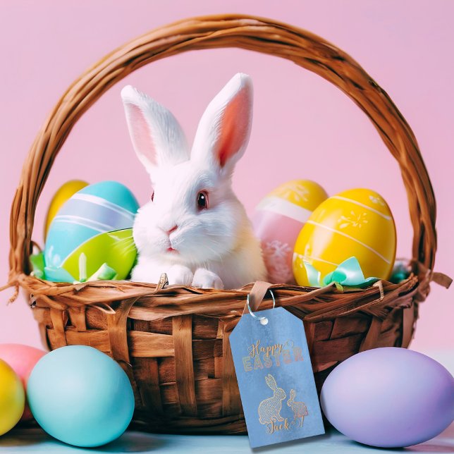 Glad påsk - Dockkaniner Presentetikett (Skapare uppladdad)