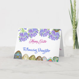 Glad påsk Dotter Lila Blue Lilac Blommigt Egg Helgkort