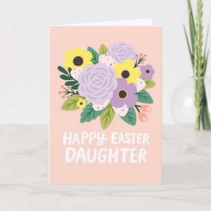 Glad påsk Dotter Pastellfärgade Blommor Ägg Bukett Kort