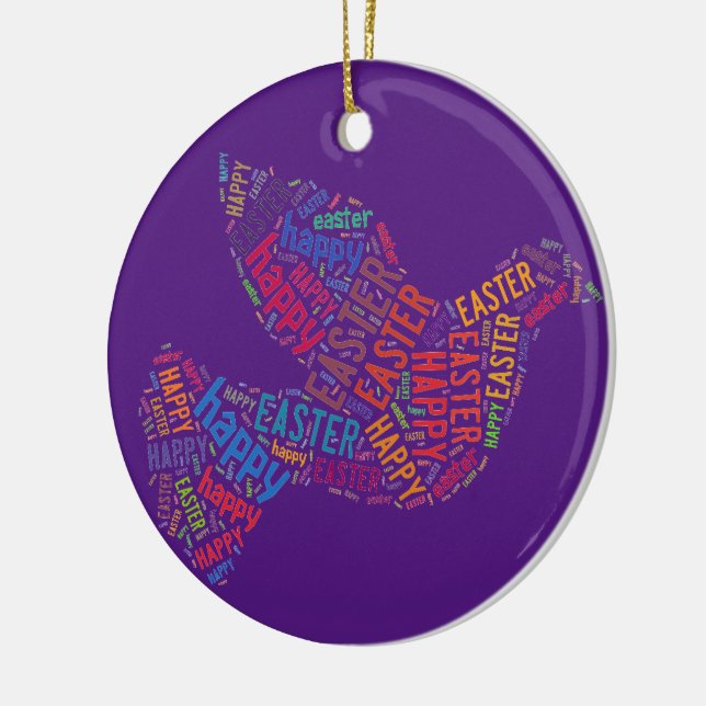 Glad påsk Dove Hälsning Text Julgransprydnad Keramik (Vänster)