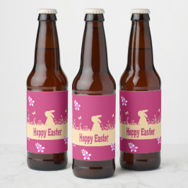 glad påsk,drömaktig hare ölflaska etikett