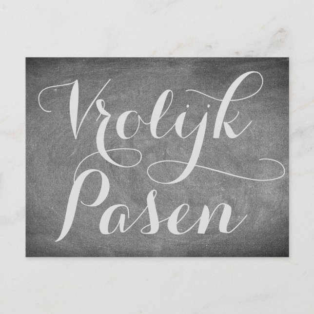 Glad påsk Dutch Pasen Chalkboard Typography Helg Vykort (Framsida)