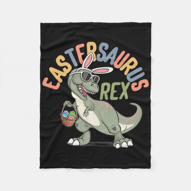 Glad påsk Eastersaurus Rex T-rex Barn Pojkar Småba Fleecefilt (Framsidan)