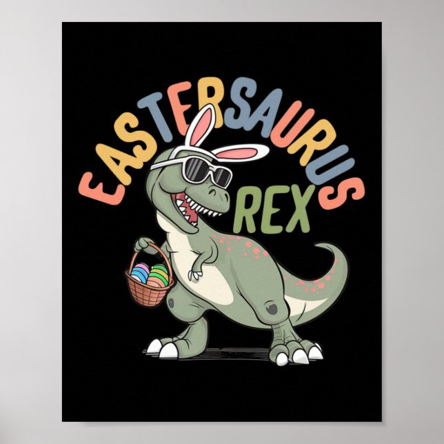 Glad påsk Eastersaurus Rex T-rex Barn Pojkar Småba Poster (Framsidan)