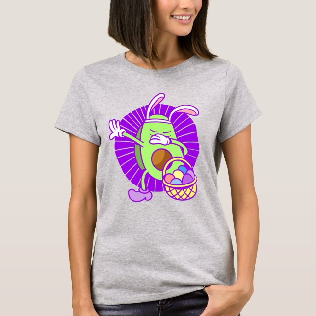 glad påsk Egg avocado Bunny lustig dabbing T Shirt (Framsida)