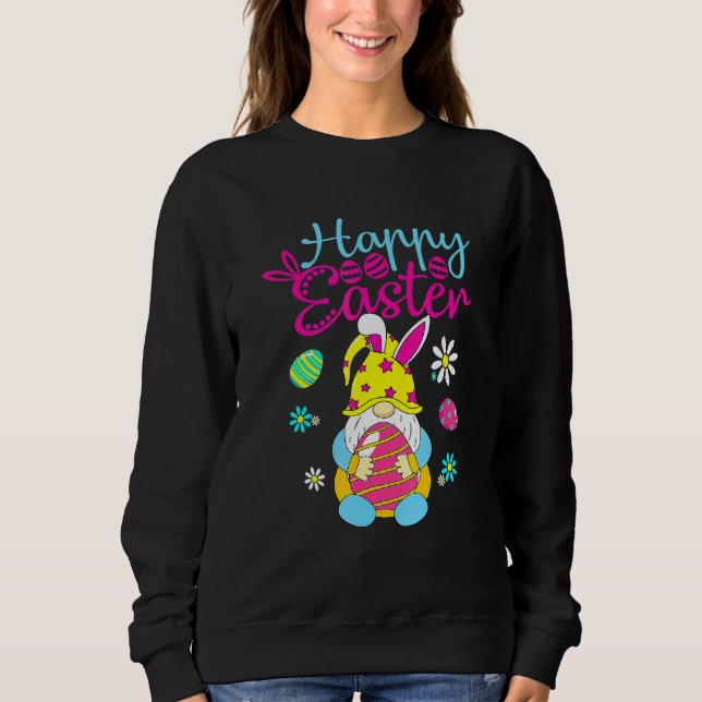 Glad påsk Egg Basket Bunny Öron T Shirt (Framsida)