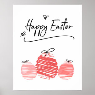Glad påsk Egg Doodle-skylt Poster