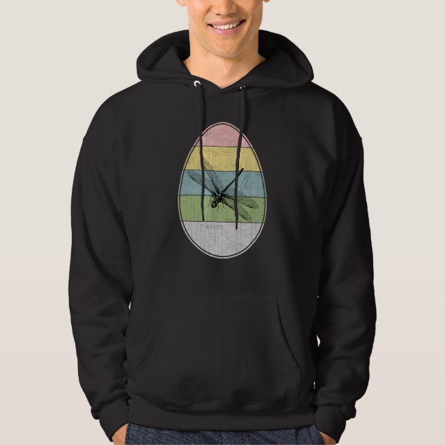 Glad påsk Egg Dragonfly Graphic Coola Påsk Day Hoodie (Framsida)