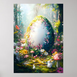 Glad påsk Egg Forest Fantasy Poster