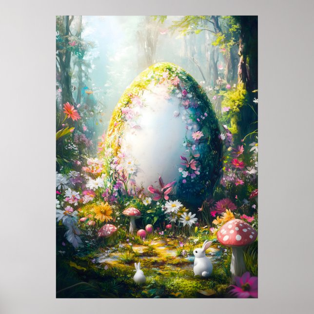 Glad påsk Egg Forest Fantasy Poster (Framsidan)