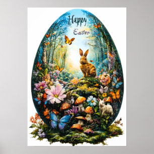 Glad påsk Egg Forest Nature Poster