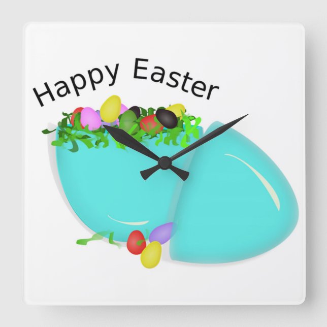 ’GLAD PÅSK’ EGG FYRKANTIG KLOCKA (Framsida)
